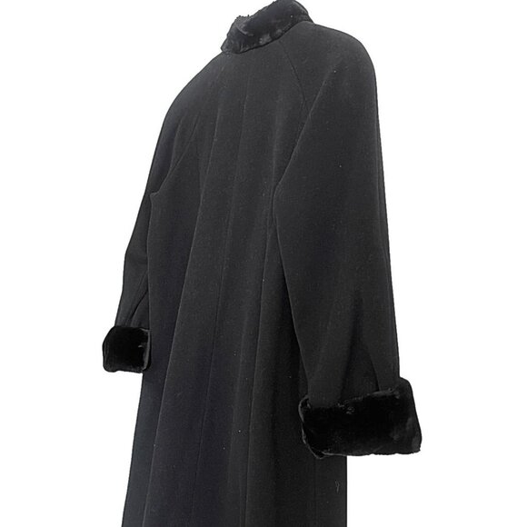 John Weitz Vintage Wool Trench Coat – Faux Fur Trim Gold Button Accent Size 12P - Picture 7 of 9